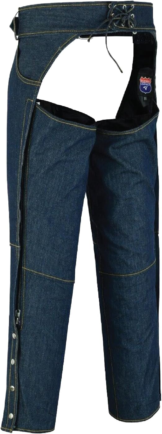Denim Motorcycle Chaps Back Side View