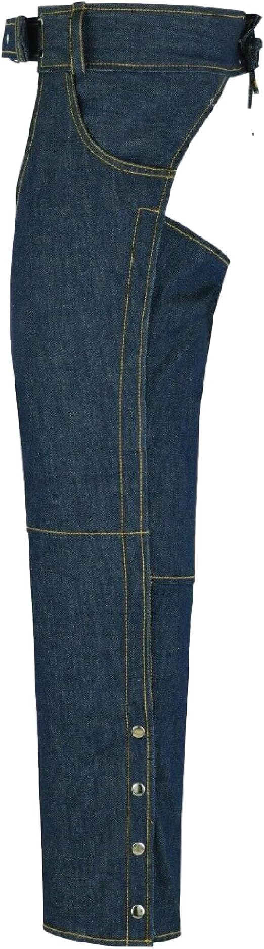 Denim Motorcycle Chaps Side View