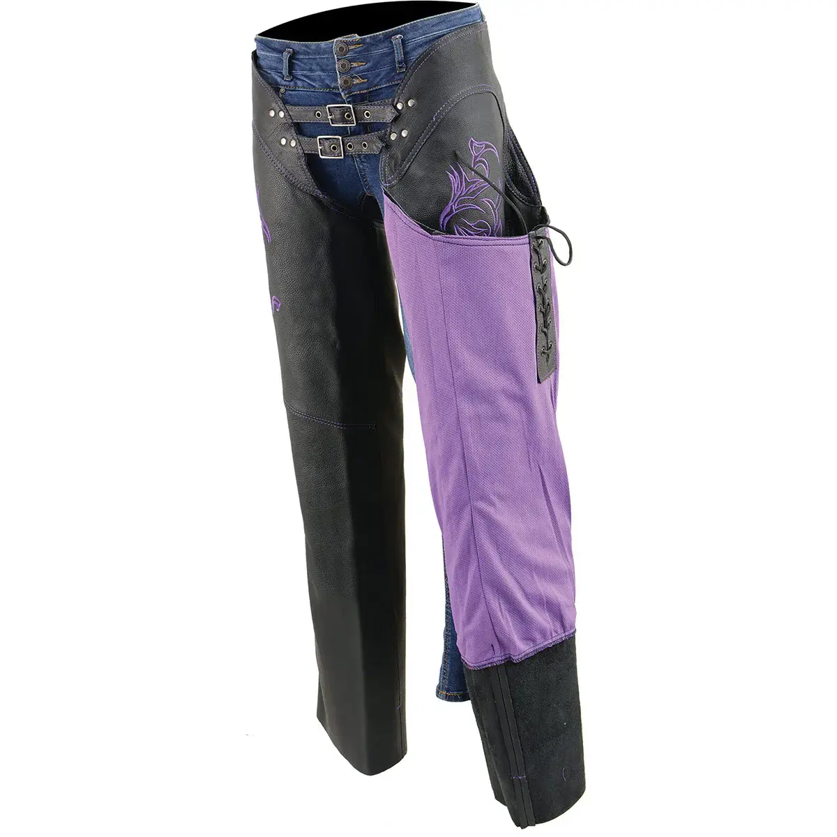 Female Leather Chaps Side View