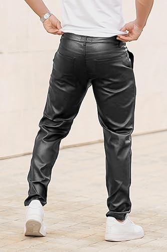 Genuine Cowhide Leather Motorcycle Pants Back Side View