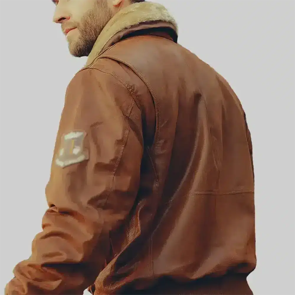 Genuine Leather Bomber Jacket Back Side View