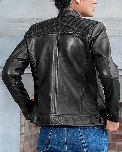 Genuine Leather Jacket for Women Back Side View