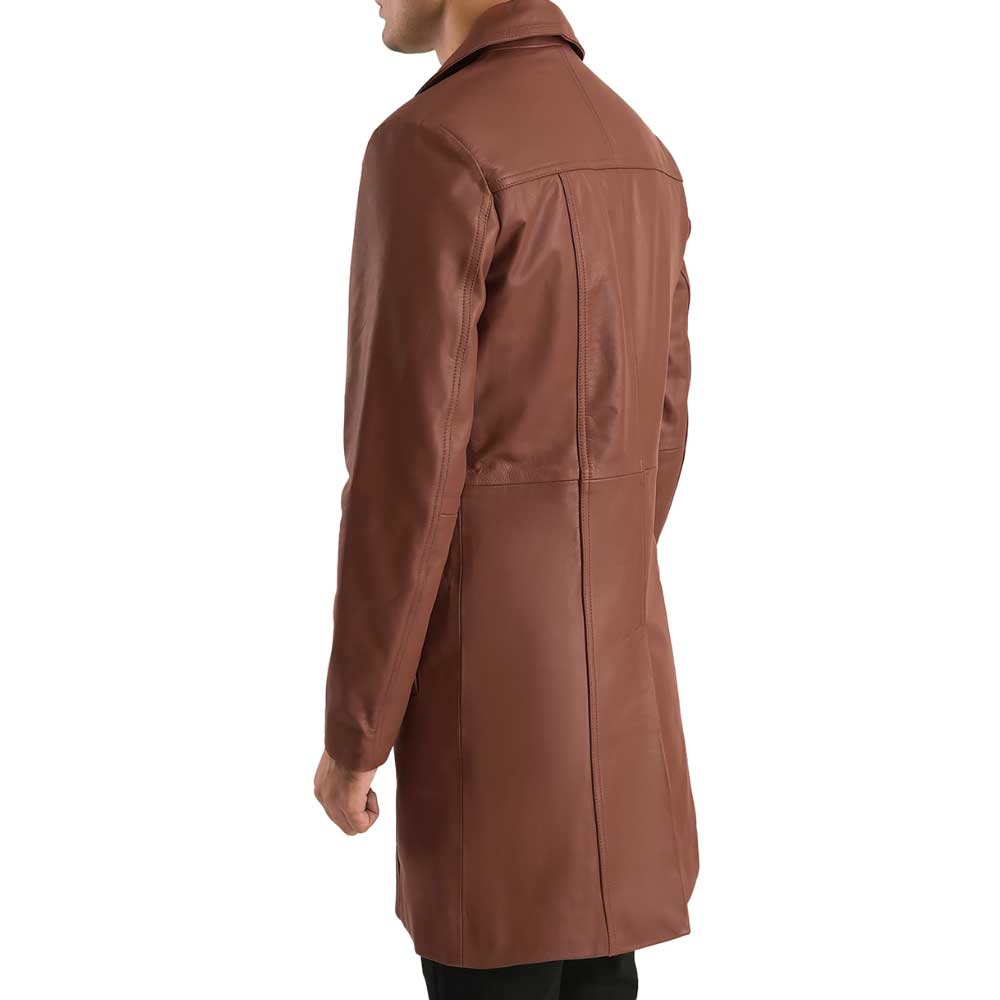 Genuine Leather Long Coats Back Side View