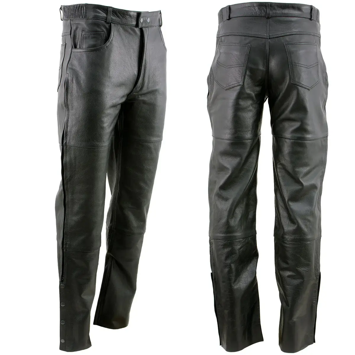 Genuine Leather Motorcycle Pants Back Side View