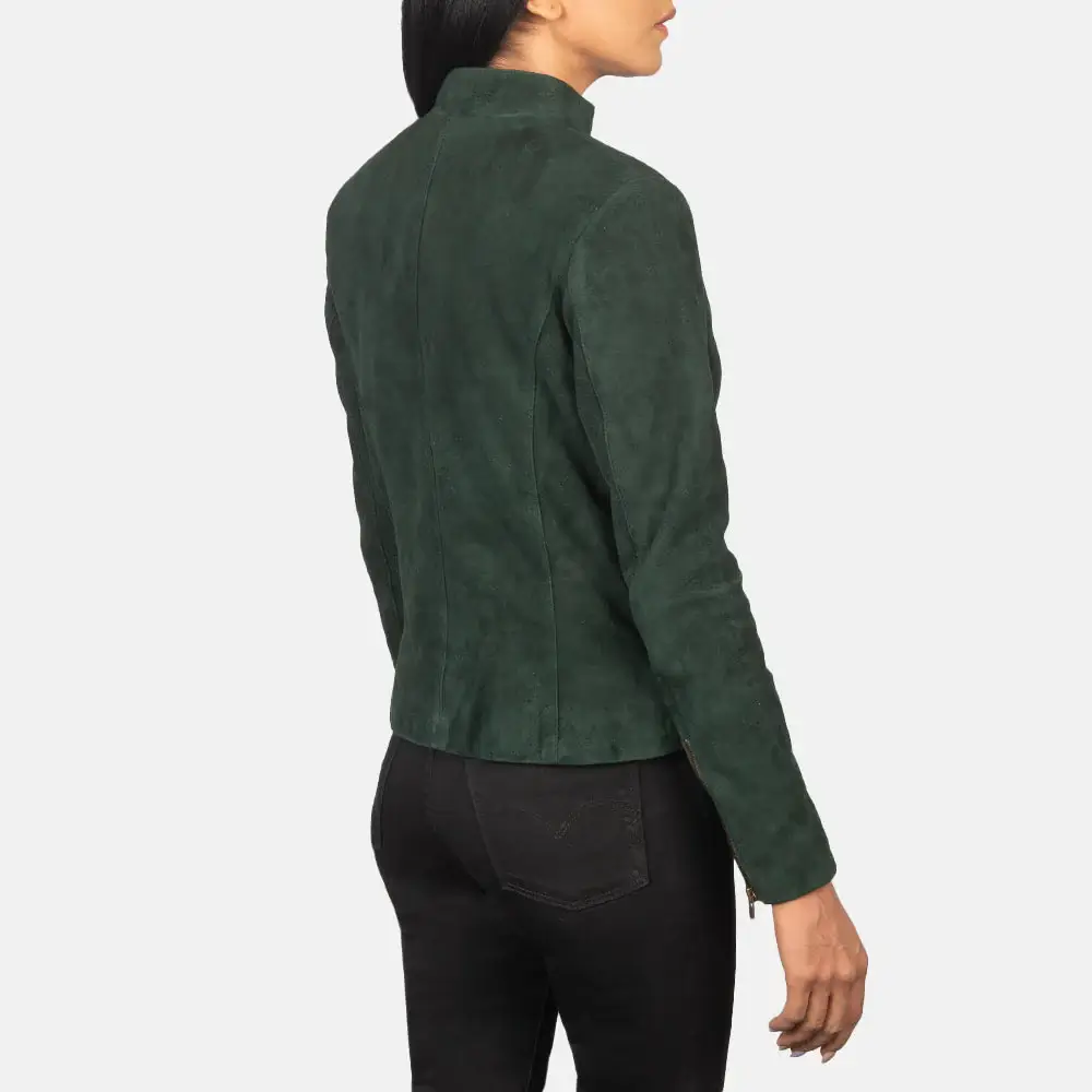 Genuine Suede Jacket Women Back Side View