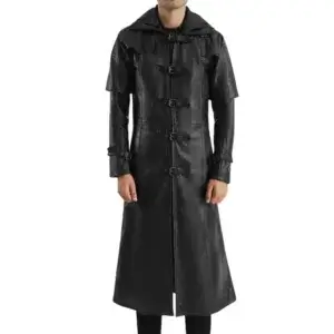Hooded Leather Trench Coat