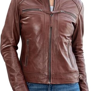 Ladies Quilted Leather Jacket