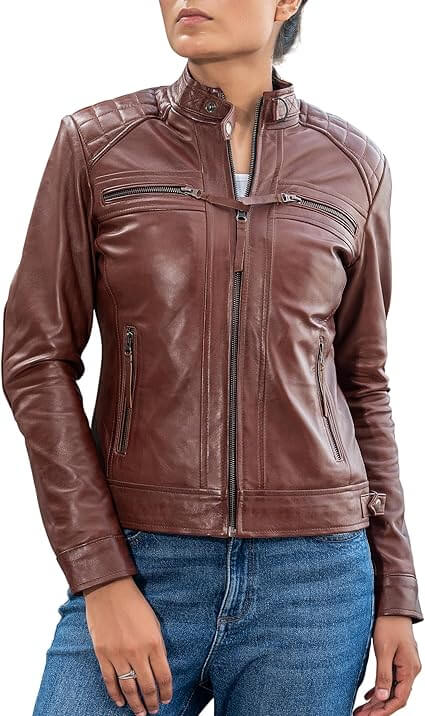 Ladies Quilted Leather Jacket