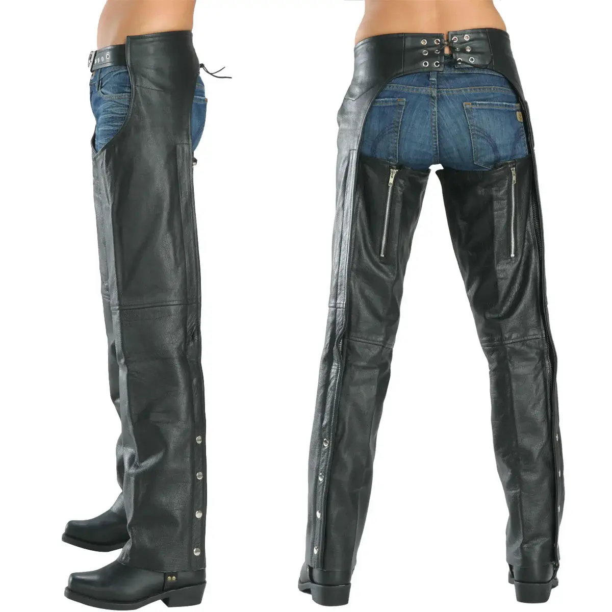 Leather Chaps for Women Back Side View
