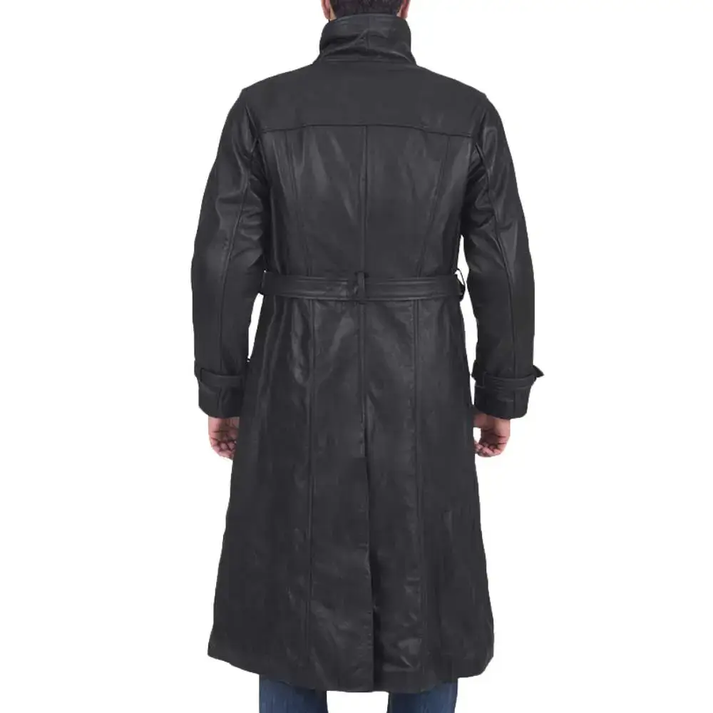 Long Coat with Belt Back Side View