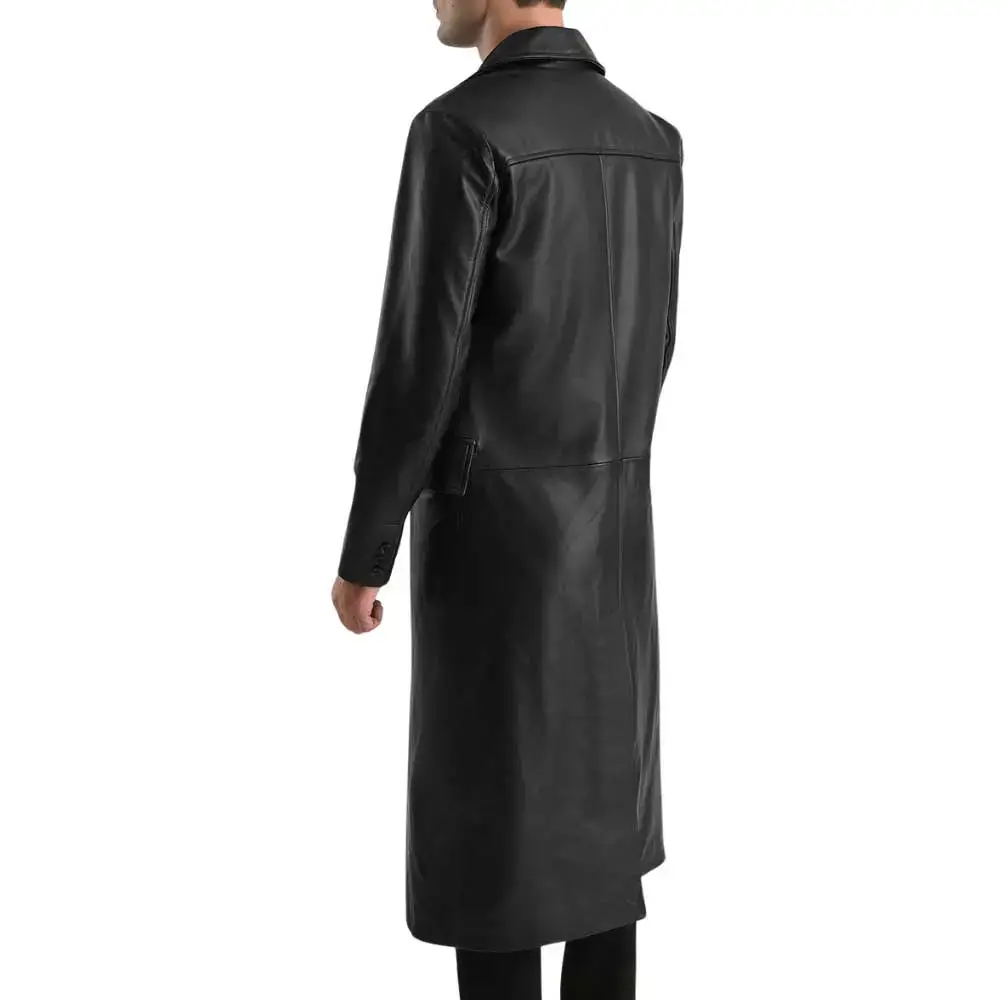 Men's Long Winter Coat Back Side View