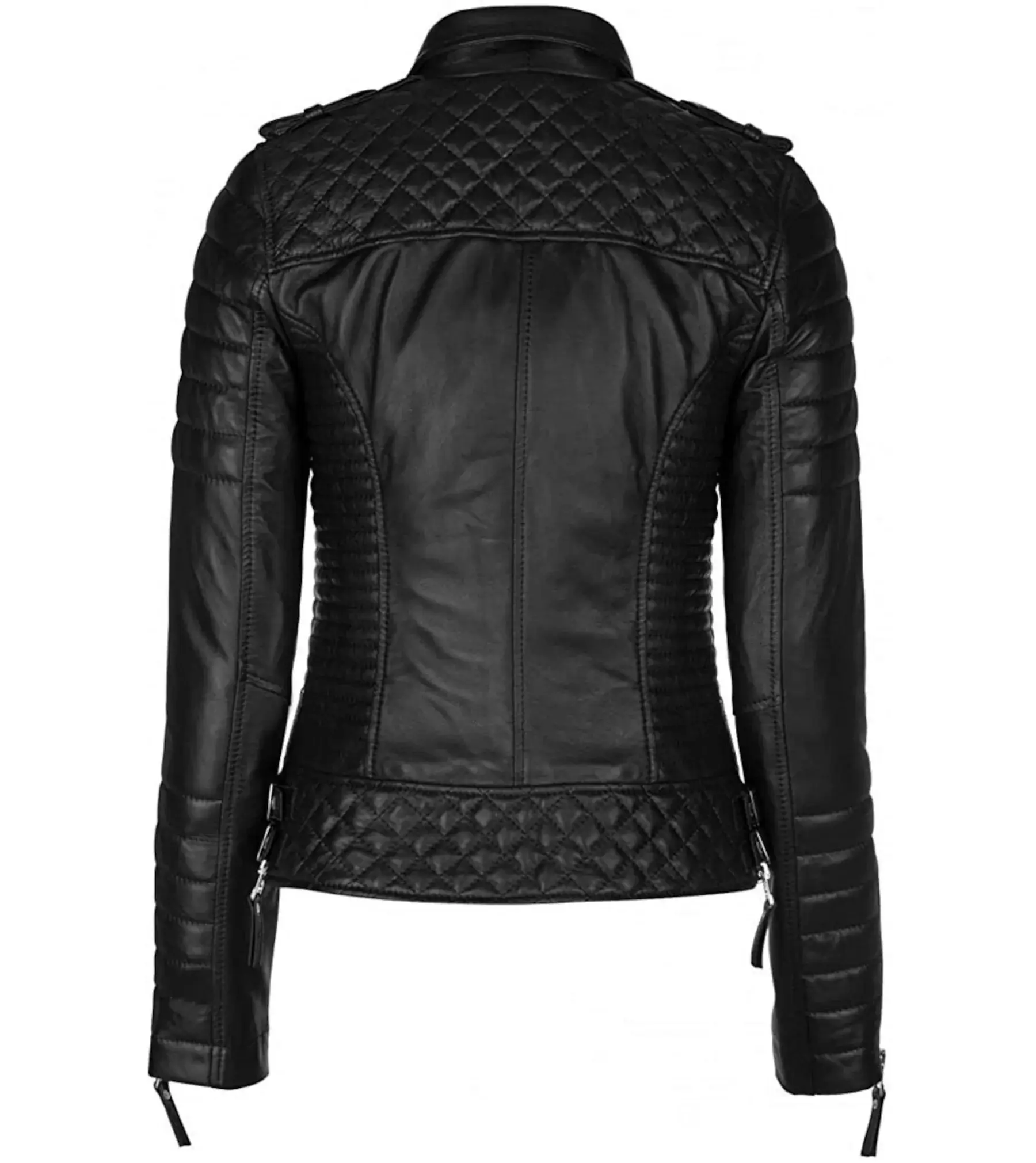 Women's Plus Size Leather Jacket Back Side View