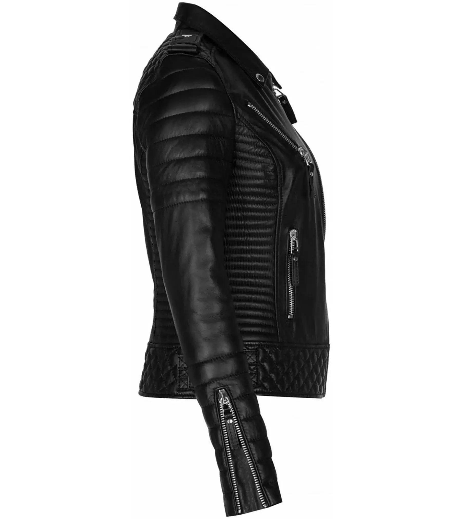 Women's Plus Size Leather Jacket Side View