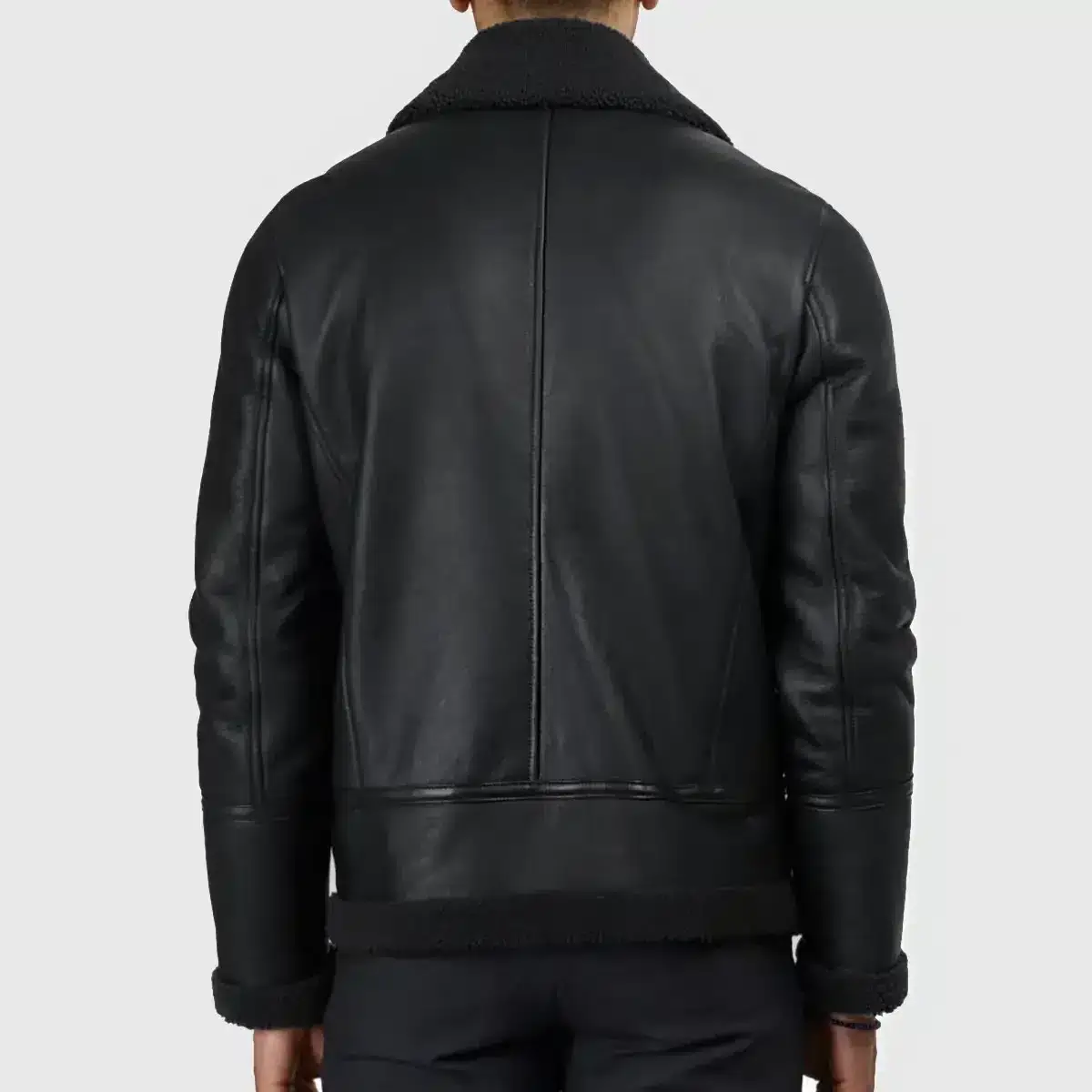Premium Leather Bomber Jacket Back Side View