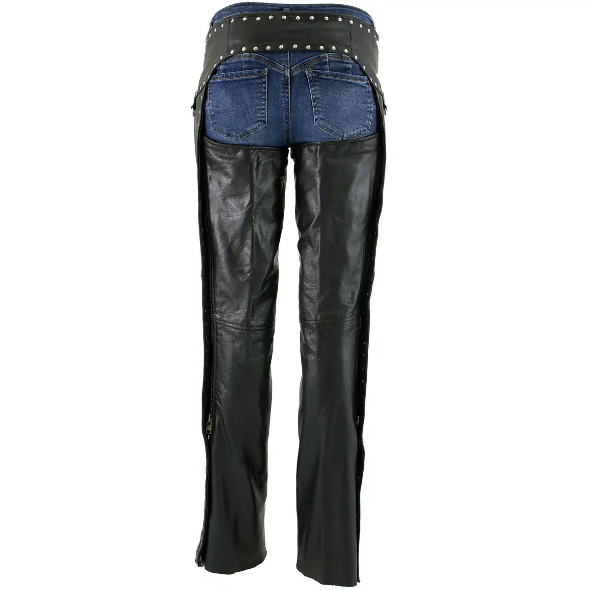 Premium Women's Leather Chaps Back Side View