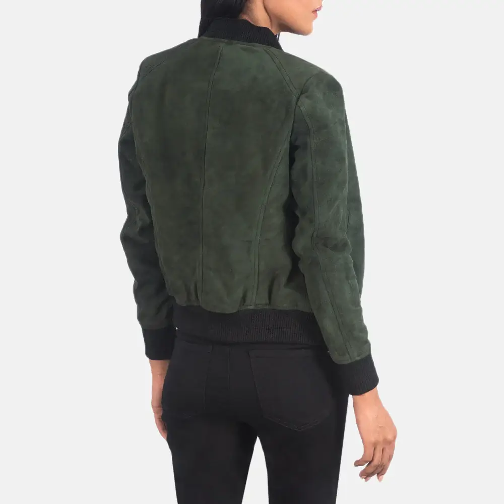 Premium Women's Suede Jacket Back Side View