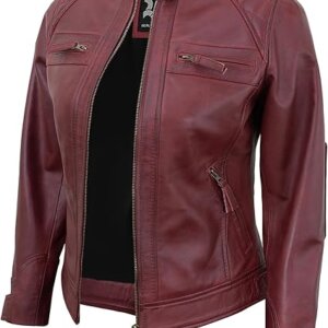 Quilted Leather Moto Jacket Women
