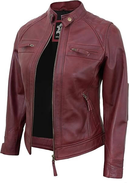 Quilted Leather Moto Jacket Women
