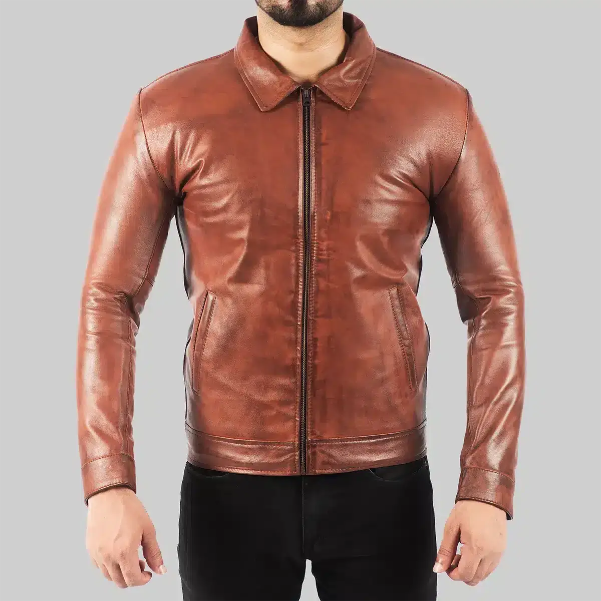 Real Leather Bomber Jacket