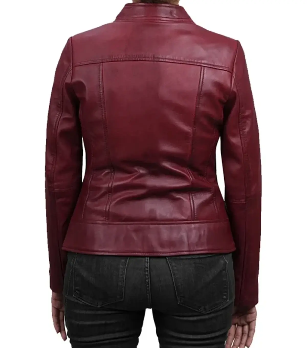 Slim Fit Cafe Racer Jacket Women Back Side View