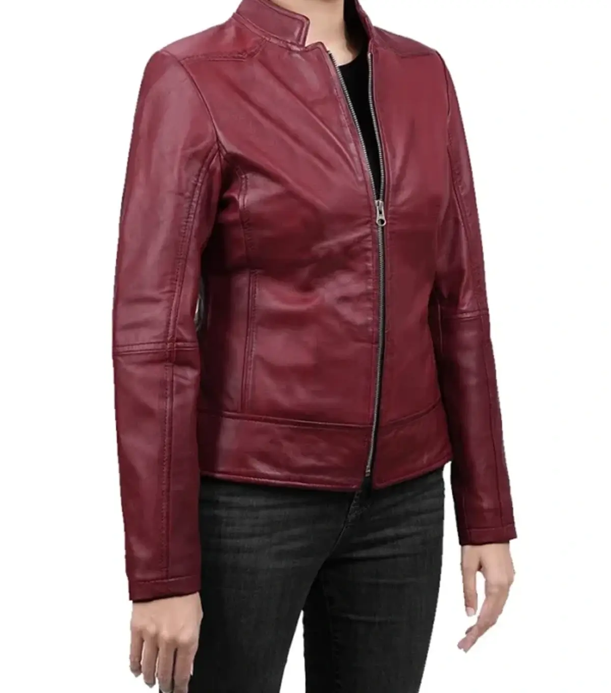 Slim Fit Cafe Racer Jacket Women Side View