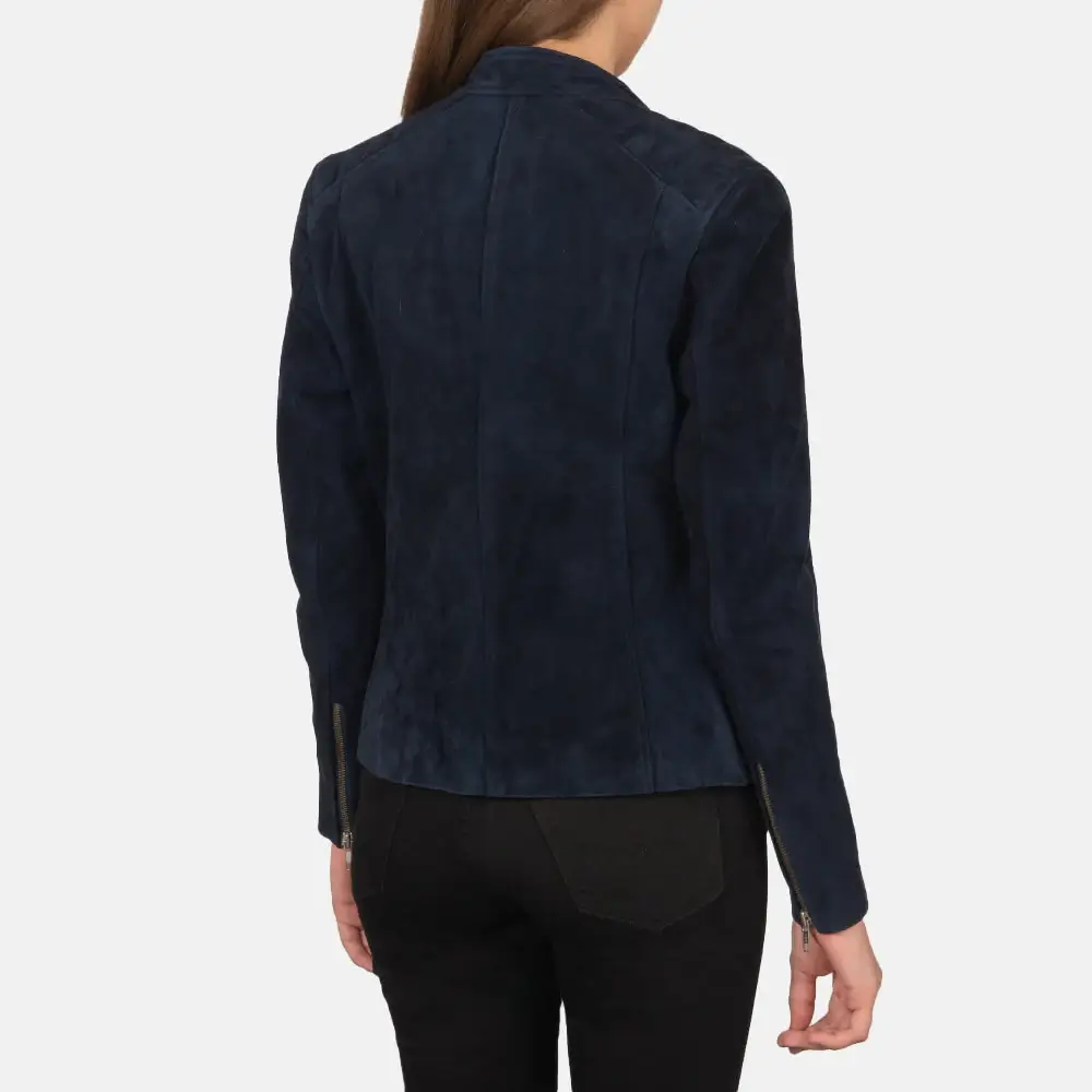Soft Suede Leather Jacket Back Side View