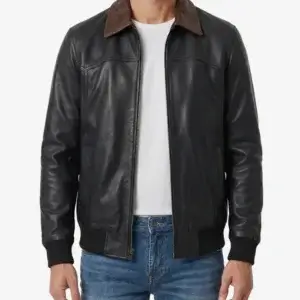 Stylish Leather Bomber Jacket