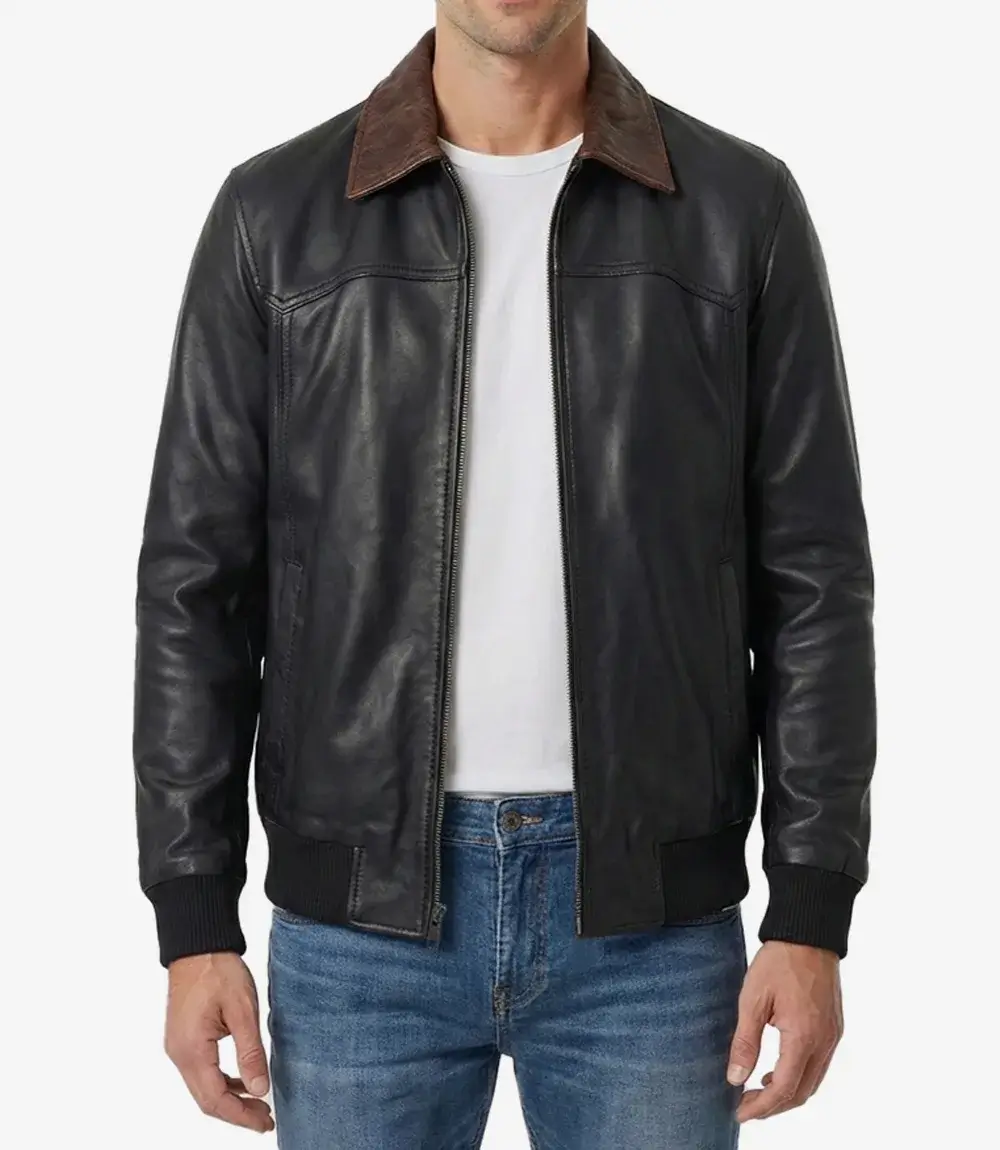 Stylish Leather Bomber Jacket
