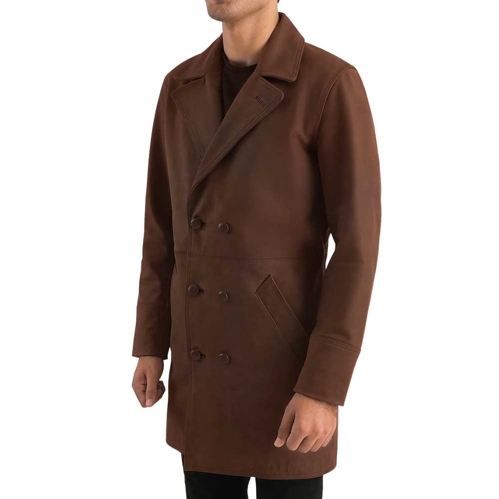 Stylish Long Coat for Men Side View