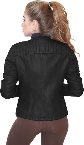 Stylish Quilted Leather Jacket for Women Back Side View