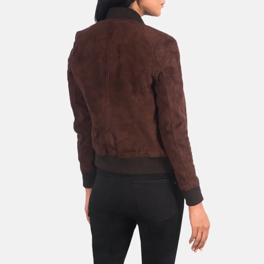 Suede Leather Jackets for Women Back Side View