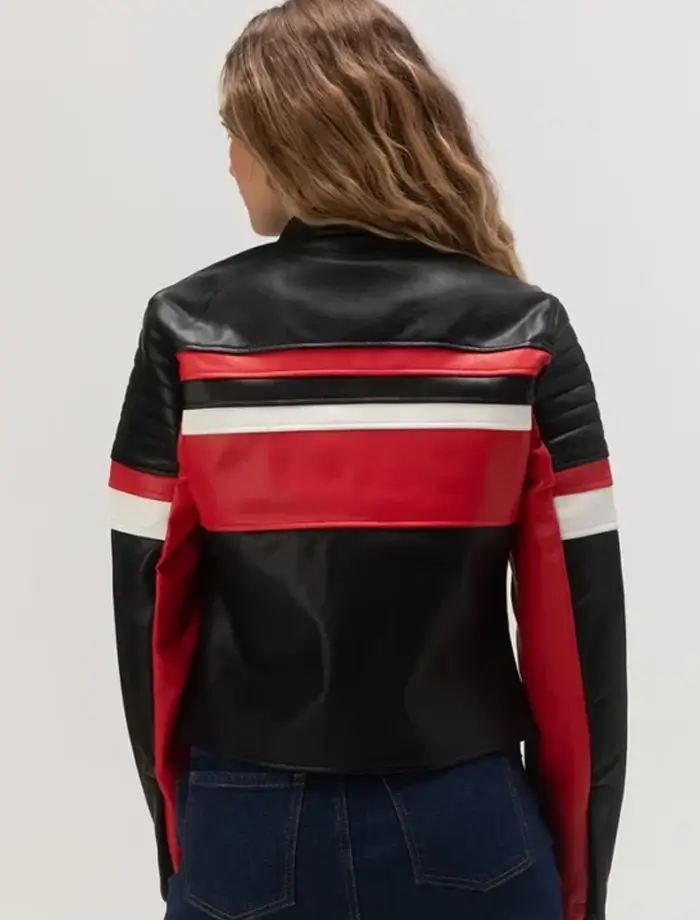Vintage Cafe Racer Jacket Women Back Side View