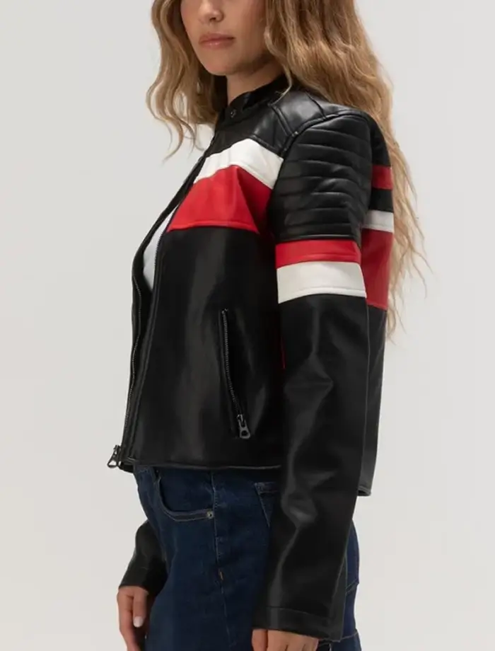 Vintage Cafe Racer Jacket Women Side View