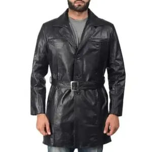 Warm Leather Long Coat
