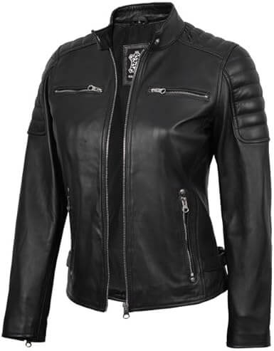 Women's Black Quilted Leather Jacket