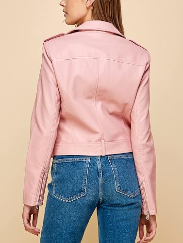 Women's Fashion Leather Jacket Back Side View