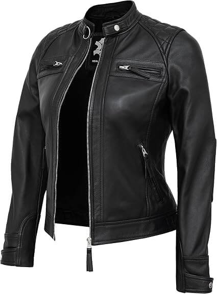 Women's Genuine Leather Quilted Jacket
