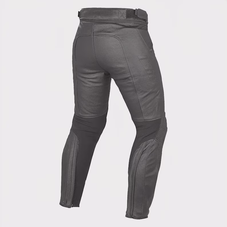 Women's Leather Biker Pants Back Side View