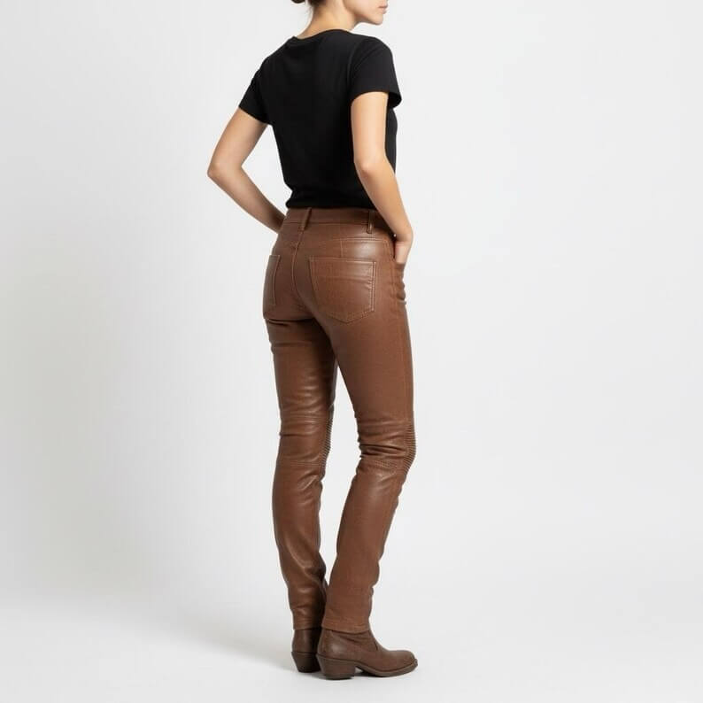 Women's Motorcycle Riding Gear Back Side View