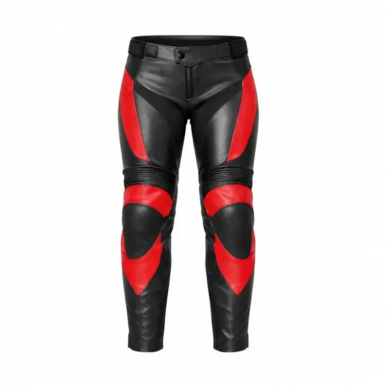 Women's Protective Leather Riding Pants Front Side View