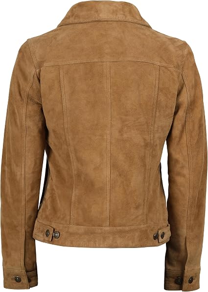 Women's Suede Leather Jackets Back Side View