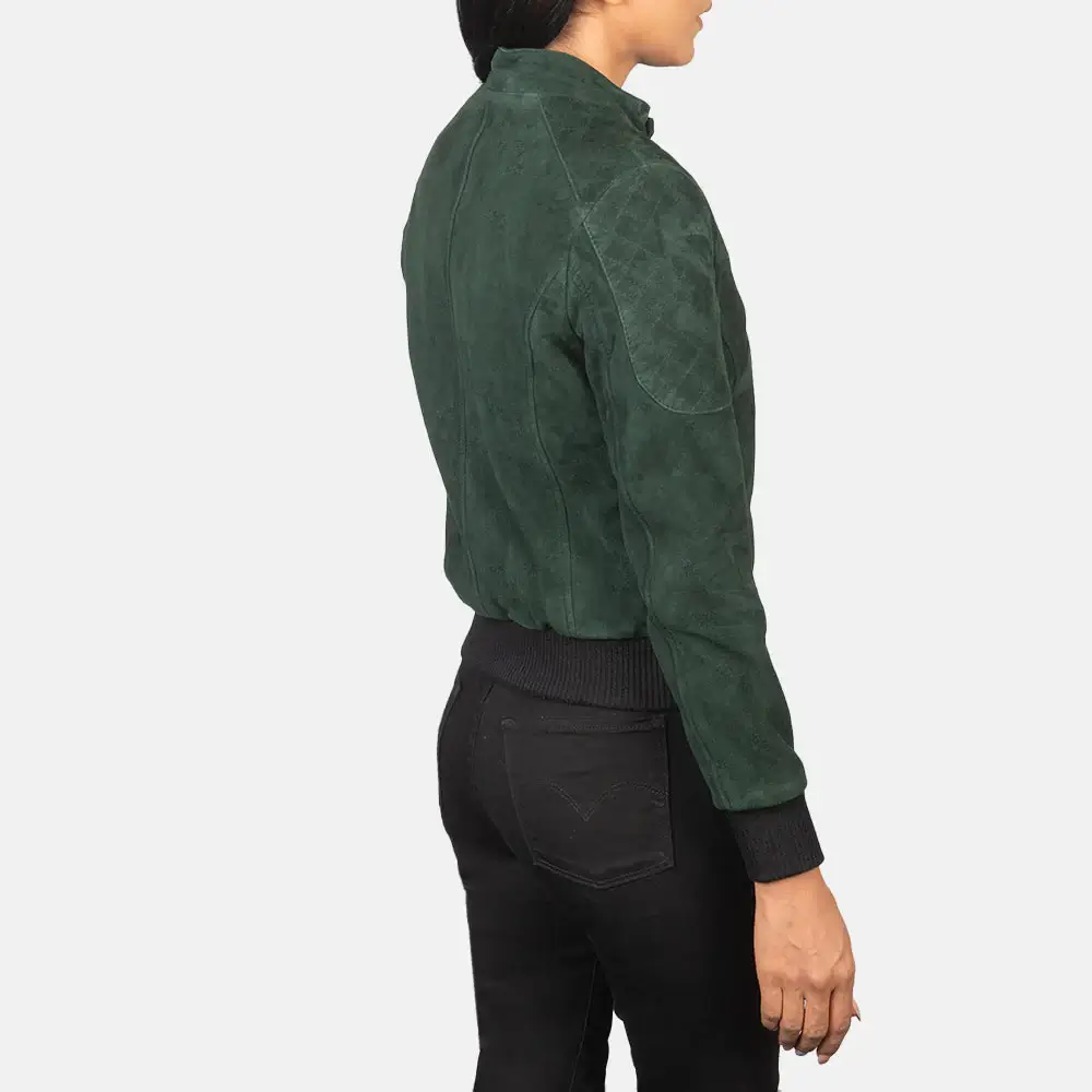 Women's Suede Moto Jacket Back Side View