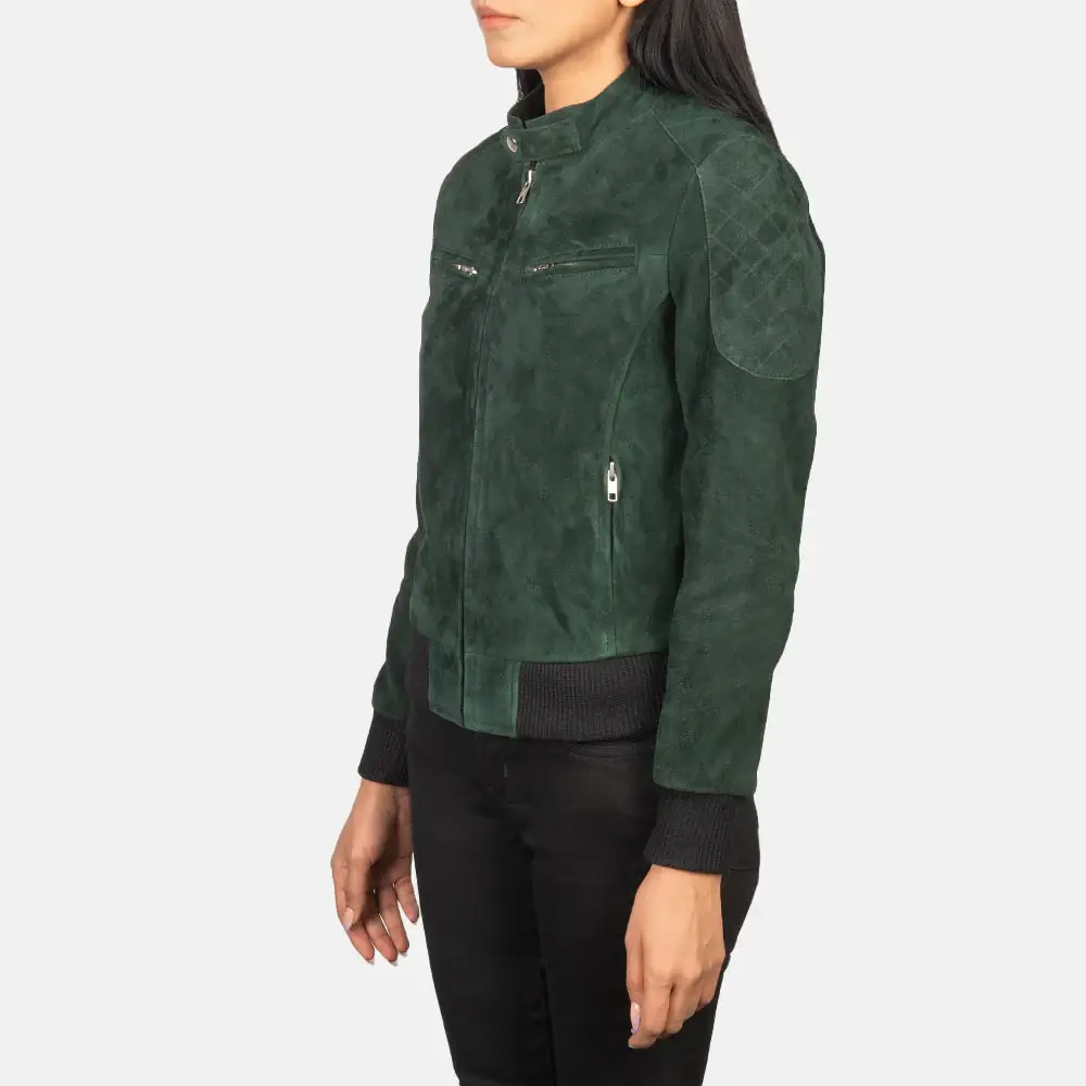 Women's Suede Moto Jacket Side View