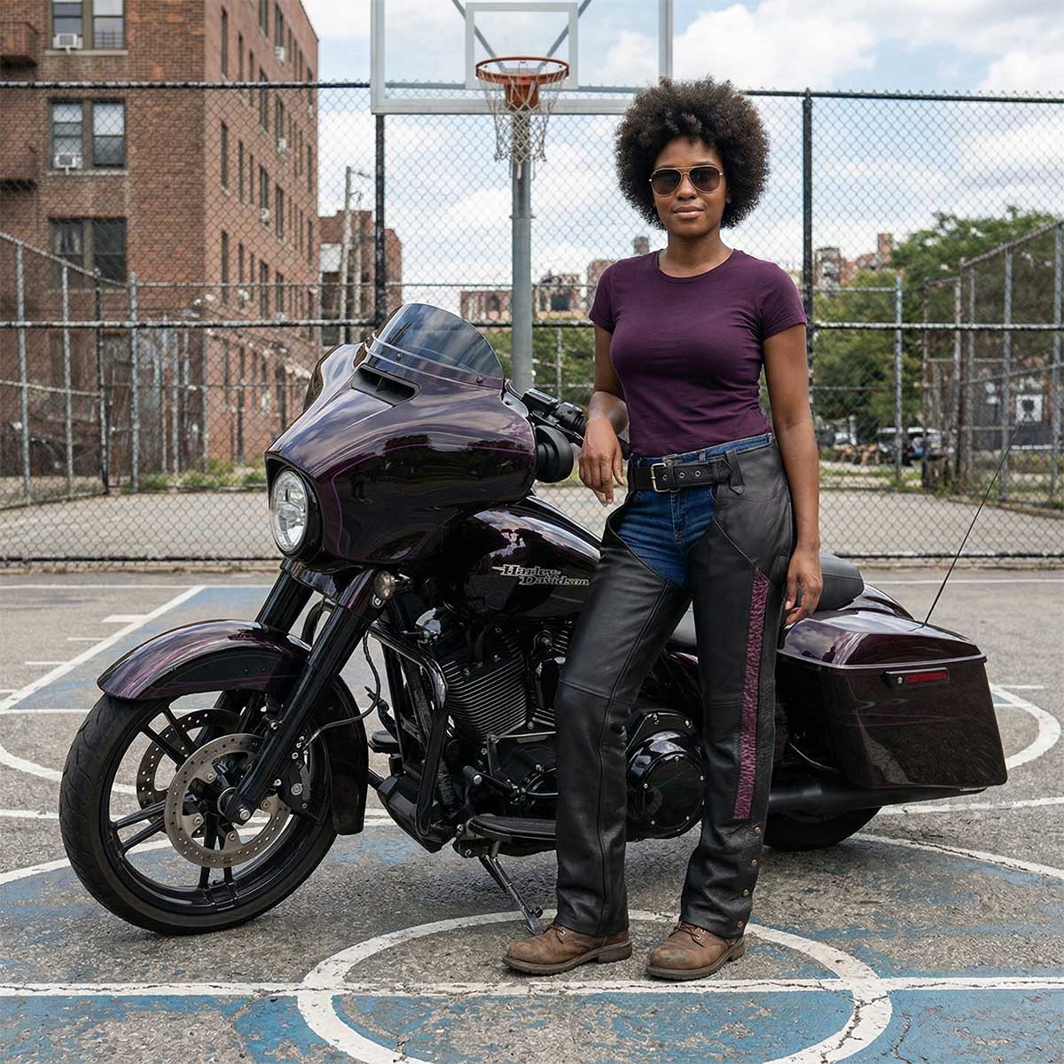 Women's All-Season Motorcycle Chaps Front Side View