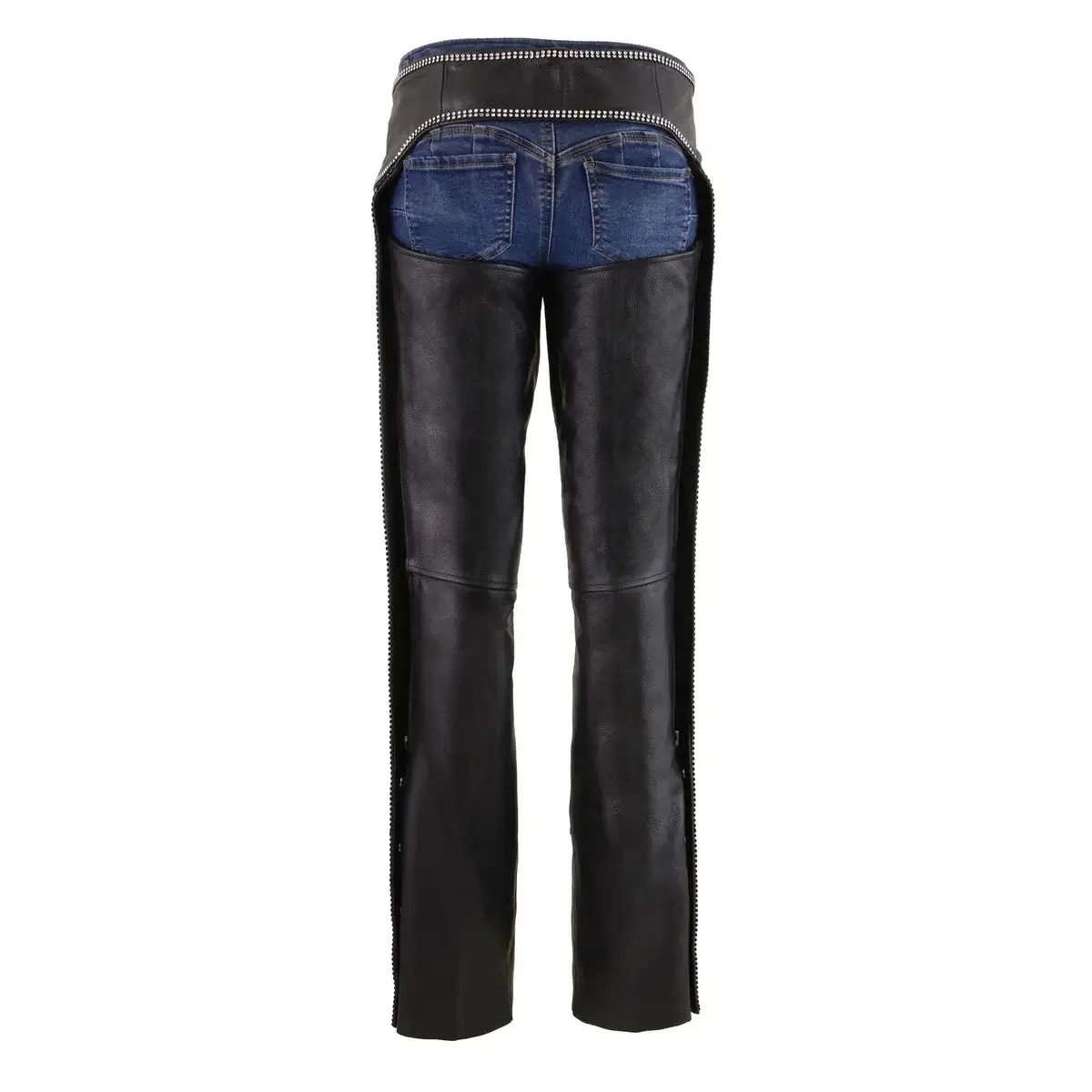 Women's Genuine Leather Motorcycle Chaps Back Side View
